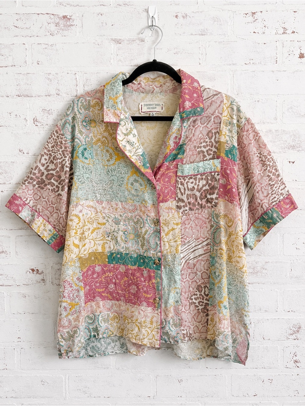 Johnny Was Resort Patchwork Button Front Shirt